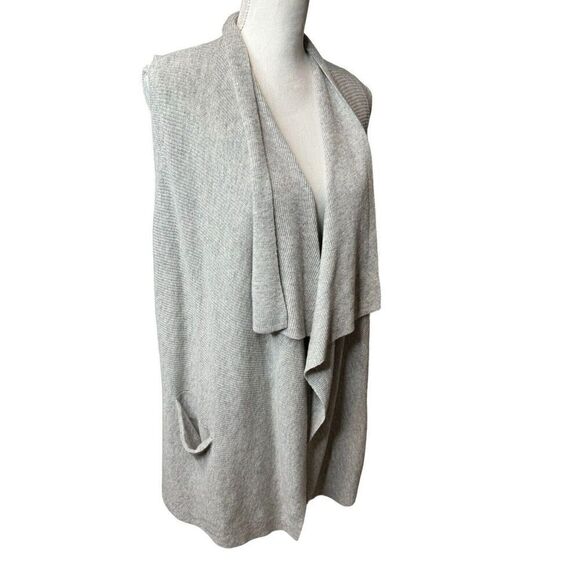 Vince Sweater Vest Women’s Heather Gray 100% Cashmere Wool Long Open Front Sz M - Picture 2 of 5